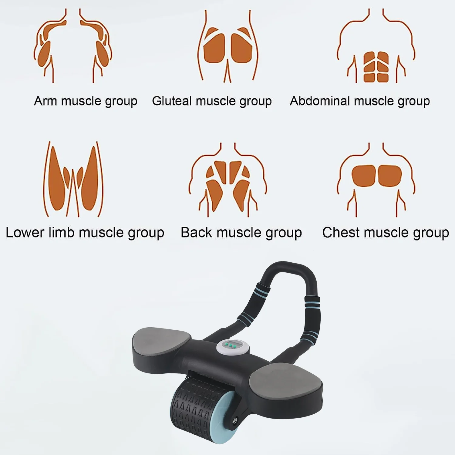 Abdominal Wheel Roller with Elbow Support, Timer & Skipping Rope (1 Set) - Image 5
