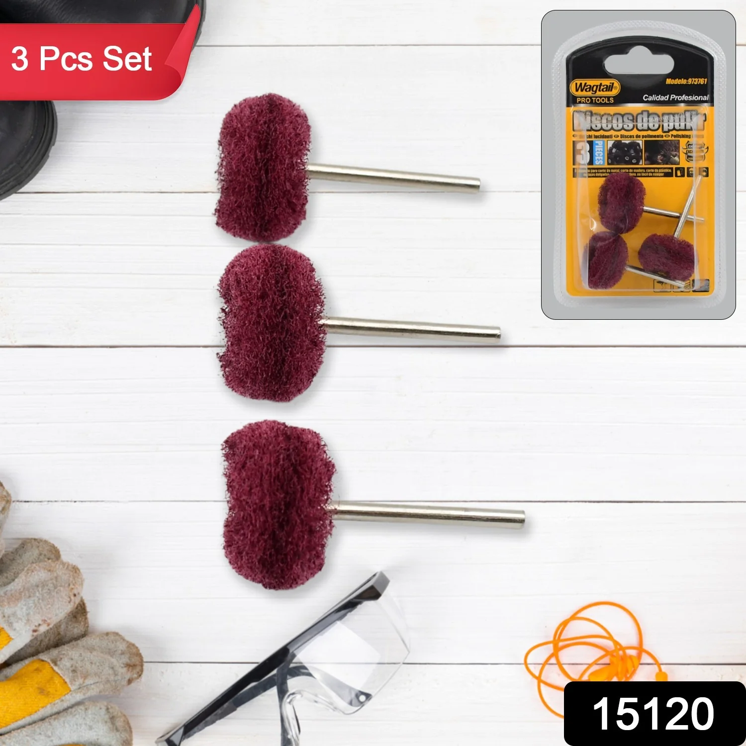 Abrasive Buffing Polishing Wheel Set (3 Pcs) - Image 2
