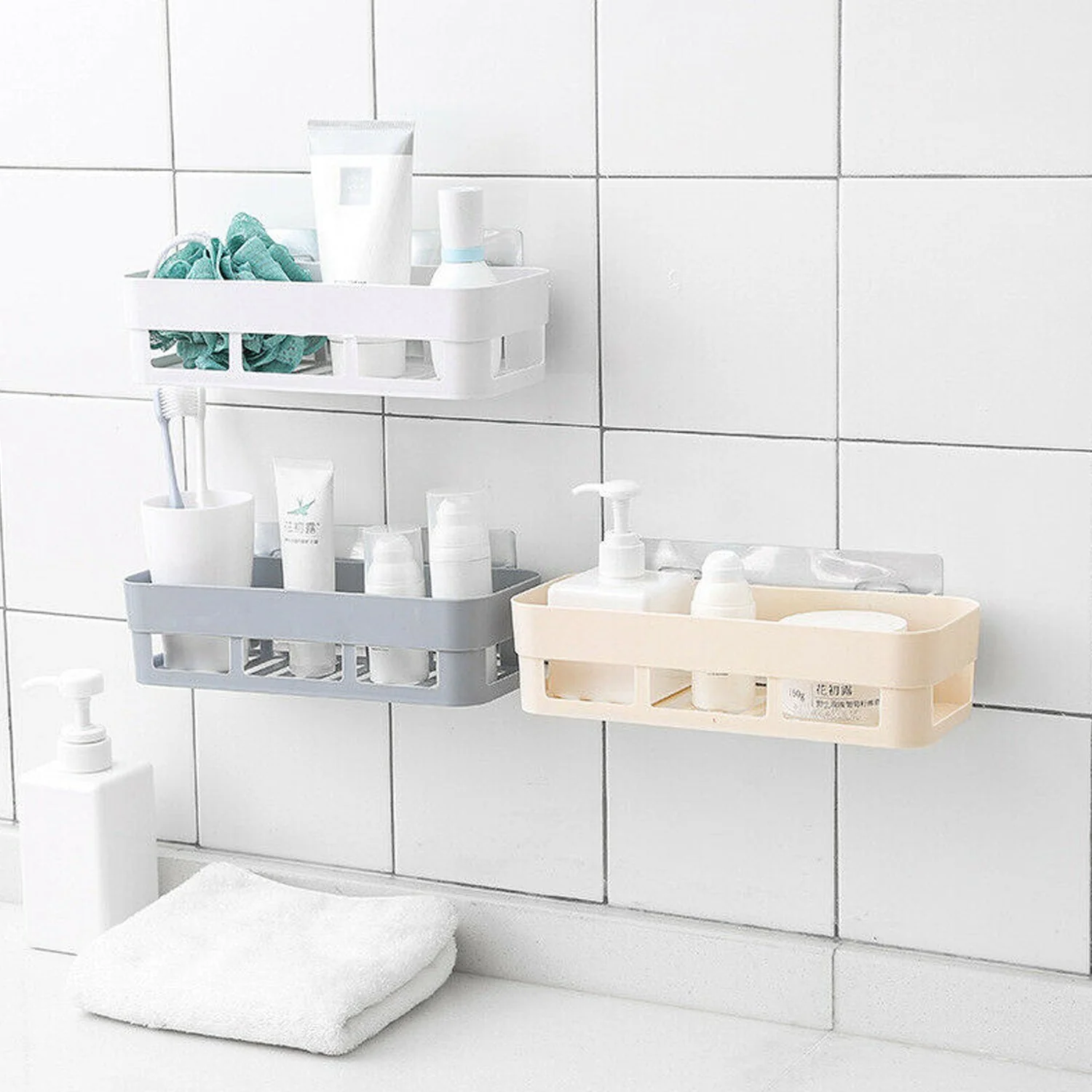 ABS Plastic Shower Corner Caddy Shelf with Wall-Mounted Suction Cup - Image 3