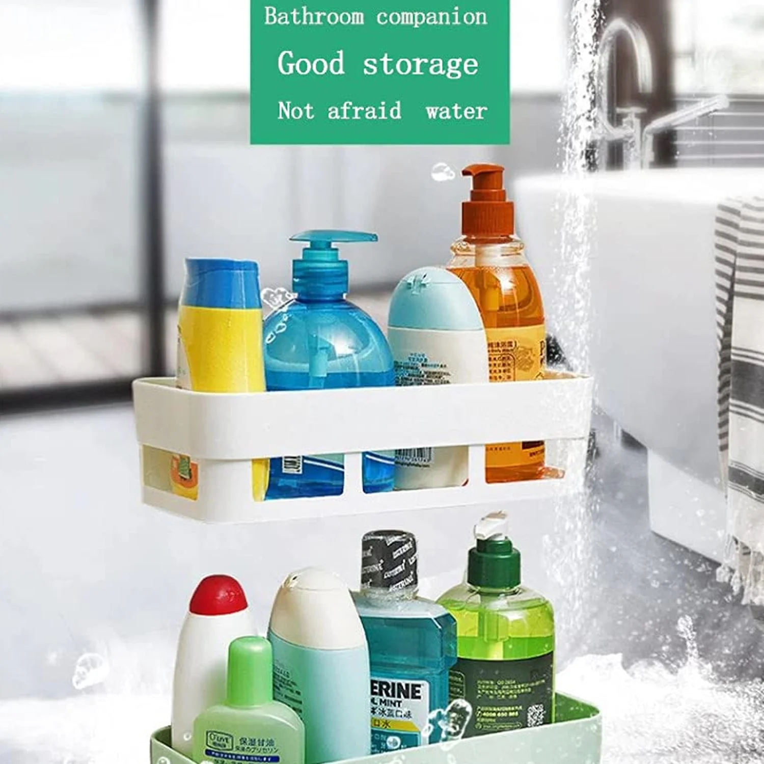 ABS Plastic Shower Corner Caddy Shelf with Wall-Mounted Suction Cup - Image 7