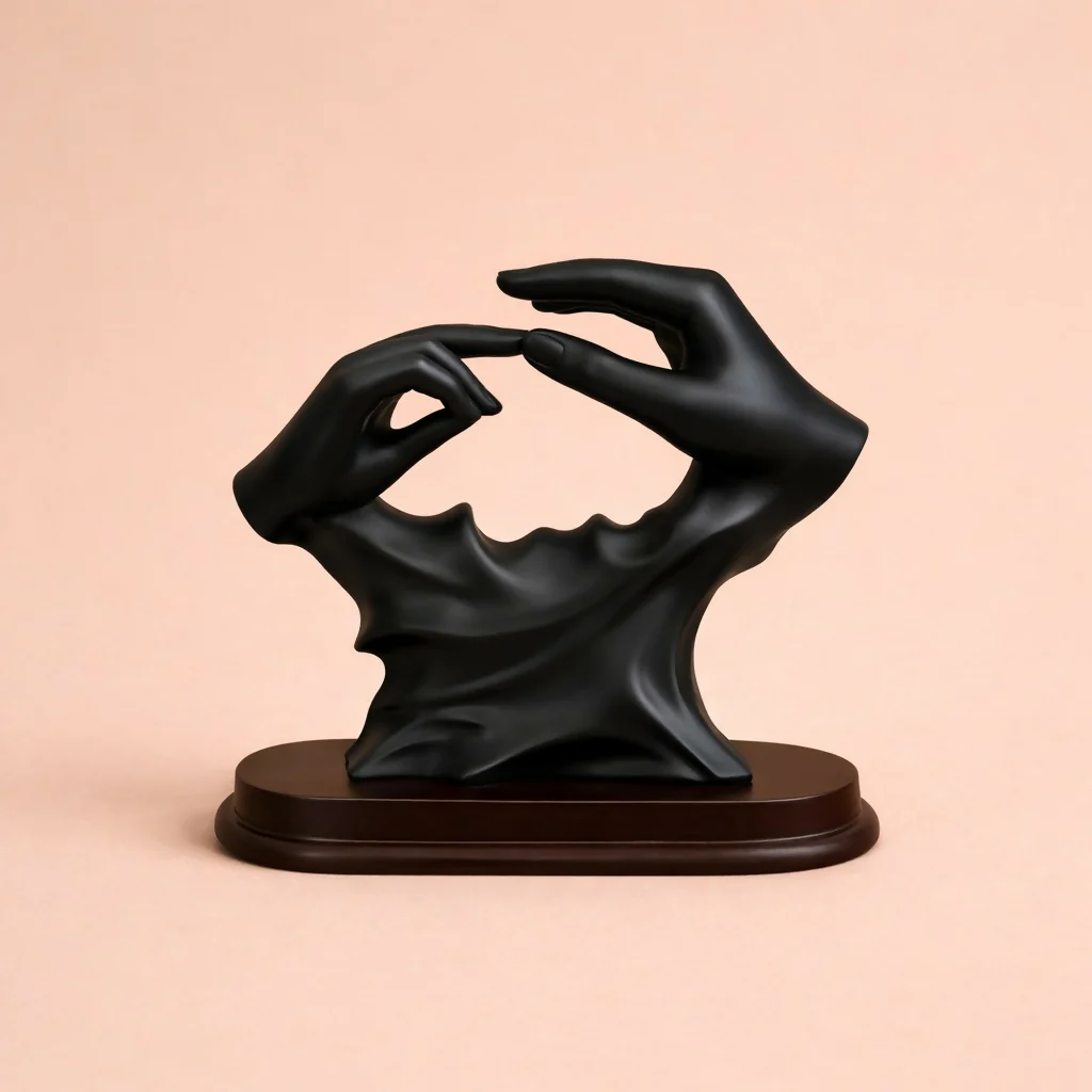 Abstract Hand Sculpture Showpiece with Gold Floral Design Decor - Image 4