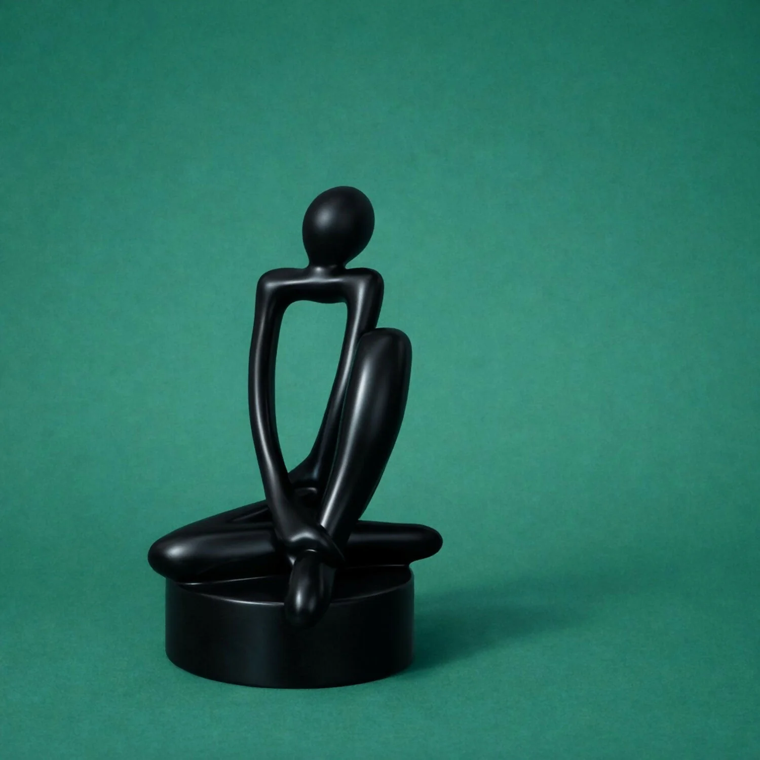 Abstract Sitting Man poly-resin Sculpture Black Modern Home Decor Showpiece - Image 4