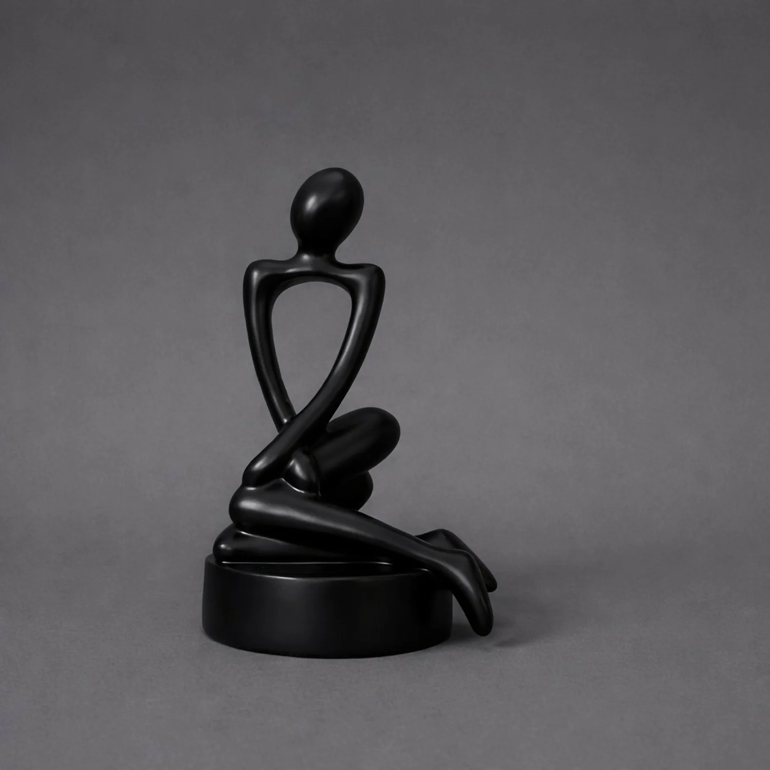 Abstract Sitting Man poly-resin Sculpture Modern Black Showpiece for Home Decor - Image 2