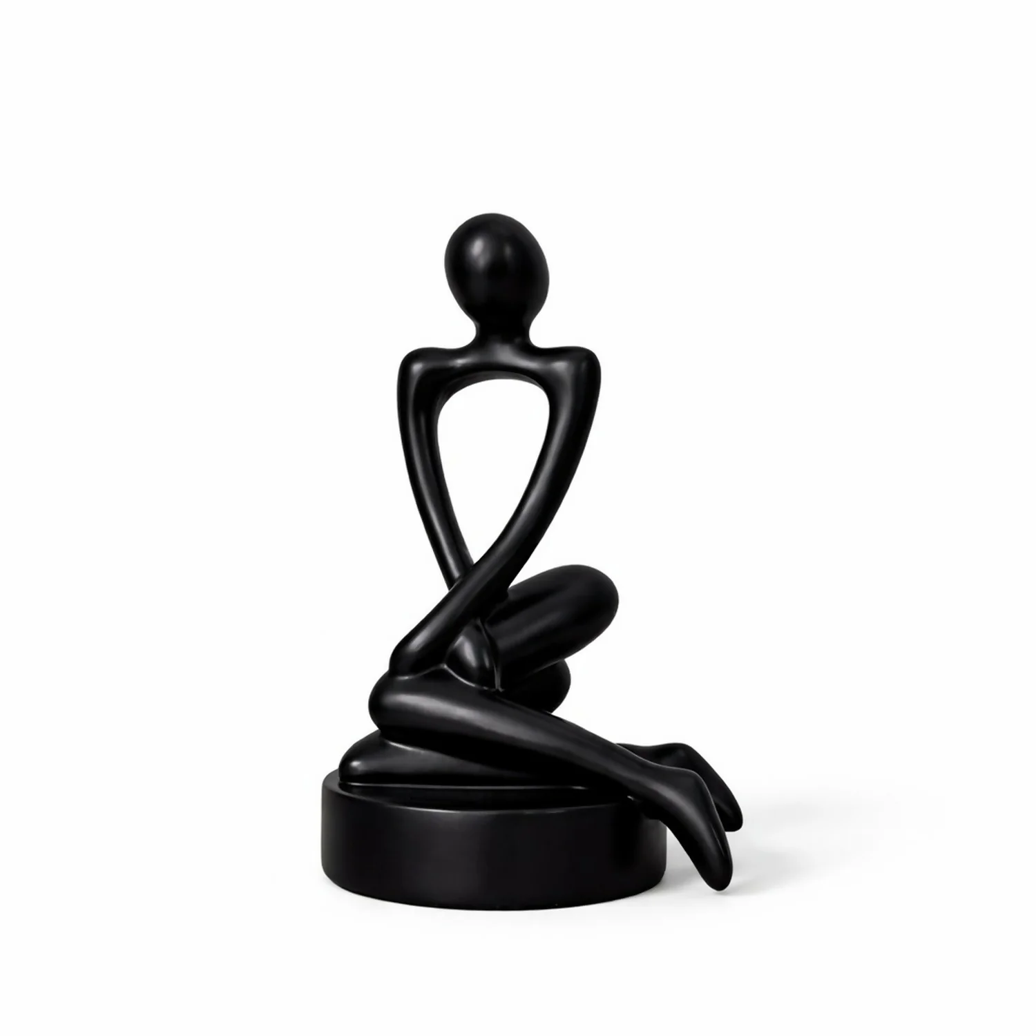 Abstract Sitting Man poly-resin Sculpture Modern Black Showpiece for Home Decor - Image 3