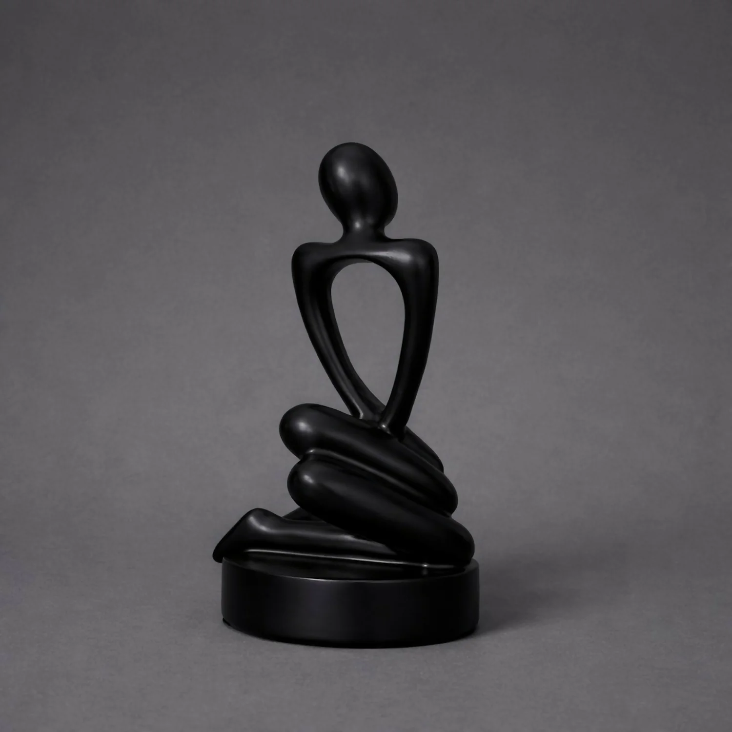 Abstract Sitting Man poly-resin Sculpture Modern Black Showpiece for Home Decor - Image 4
