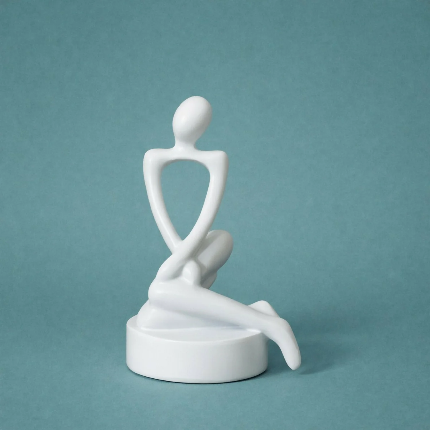 Abstract Sitting Man poly-resin Sculpture Modern White Showpiece for Home Decor - Image 2