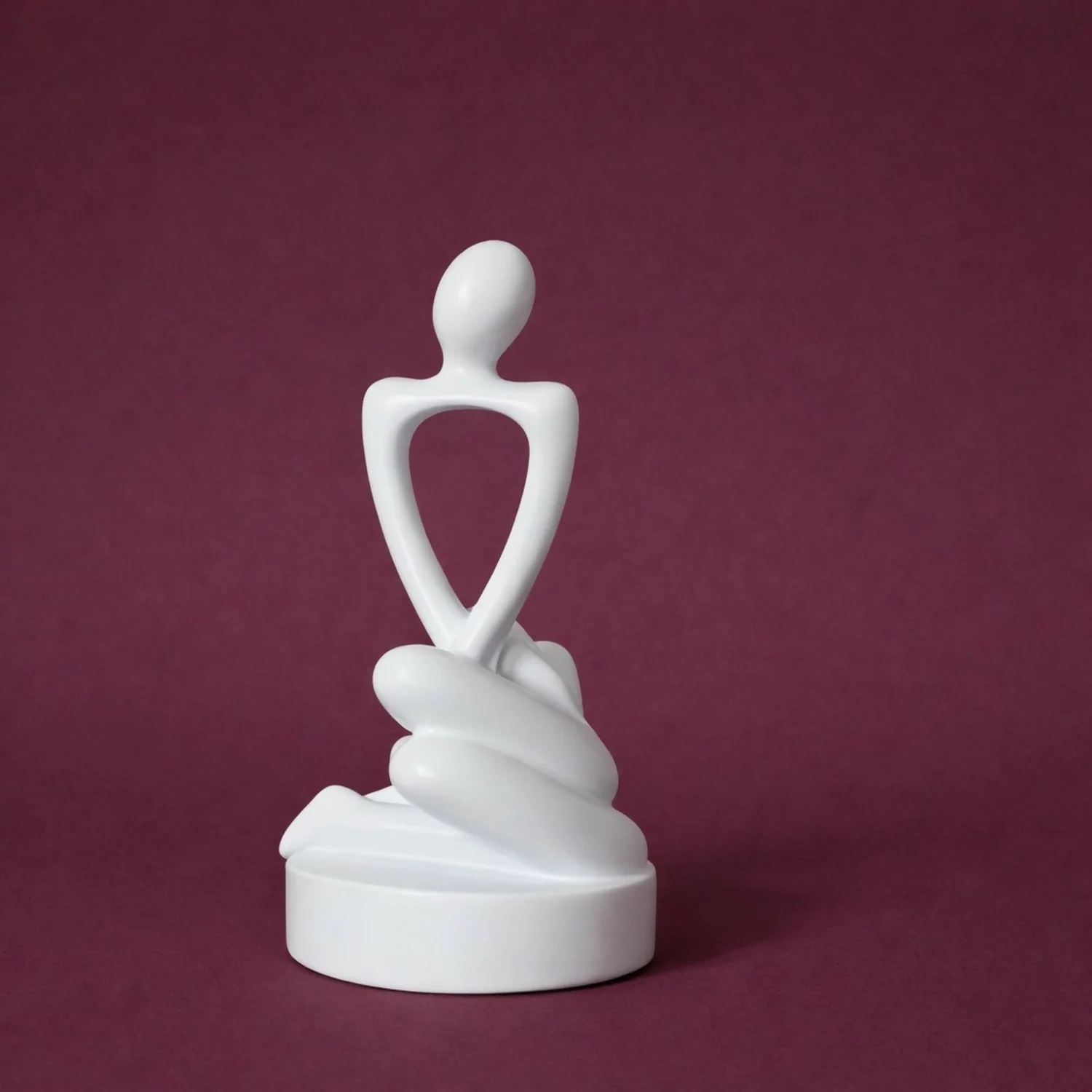 Abstract Sitting Man poly-resin Sculpture Modern White Showpiece for Home Decor - Image 3