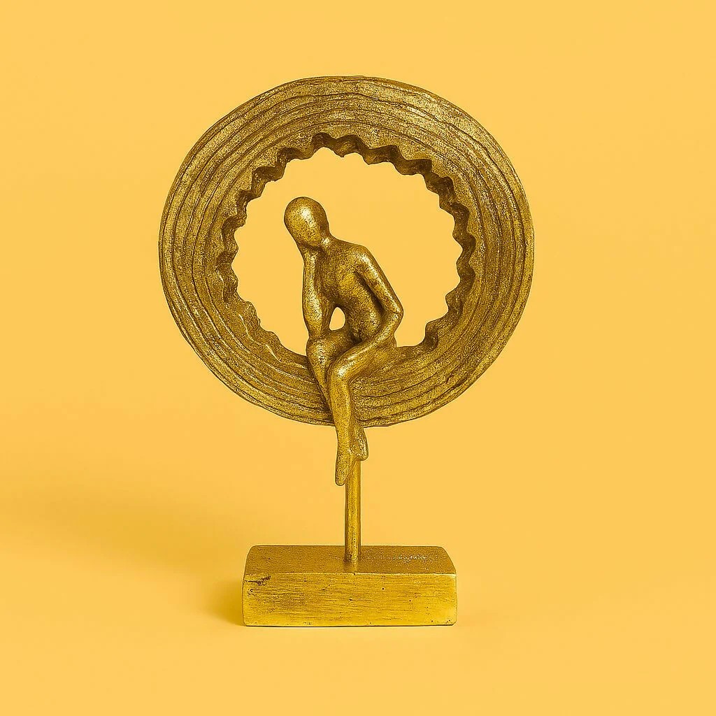 Abstract Thinking Man Gold Sculpture Showpiece for Home Decor (Design may vary) - Image 3
