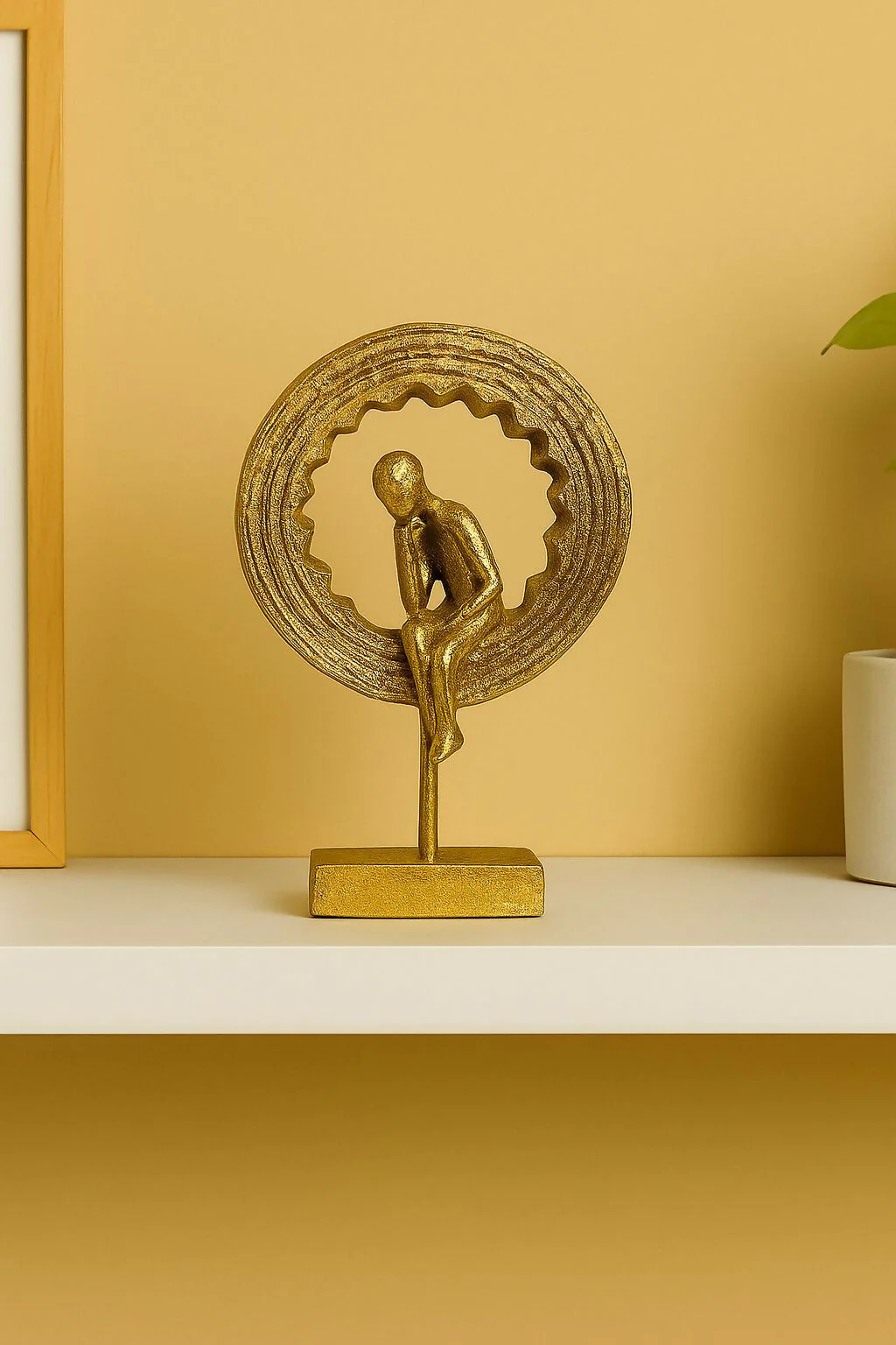 Abstract Thinking Man Gold Sculpture Showpiece for Home Decor (Design may vary) - Image 4