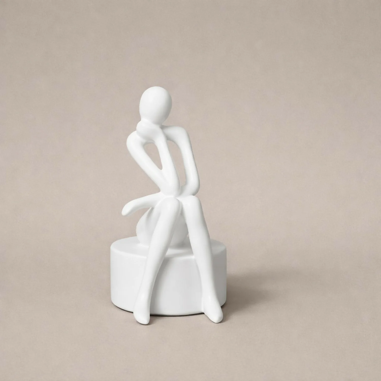 Abstract Thinking Man poly-resin Sculpture Modern White Showpiece for Home Decor - Image 2