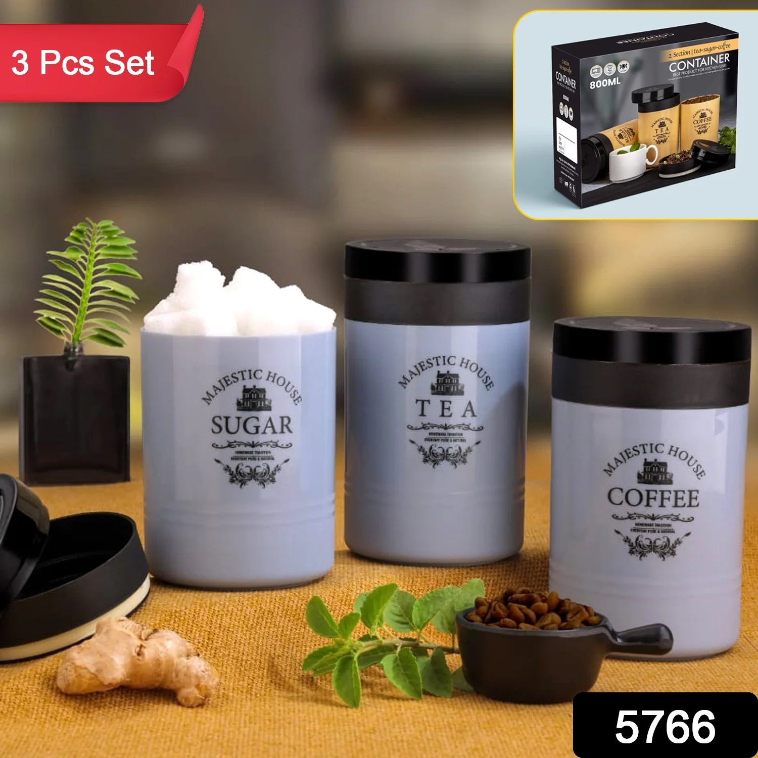 Airtight Containers – For Tea, Coffee, Sugar & More (3 Pcs Set) - Image 2