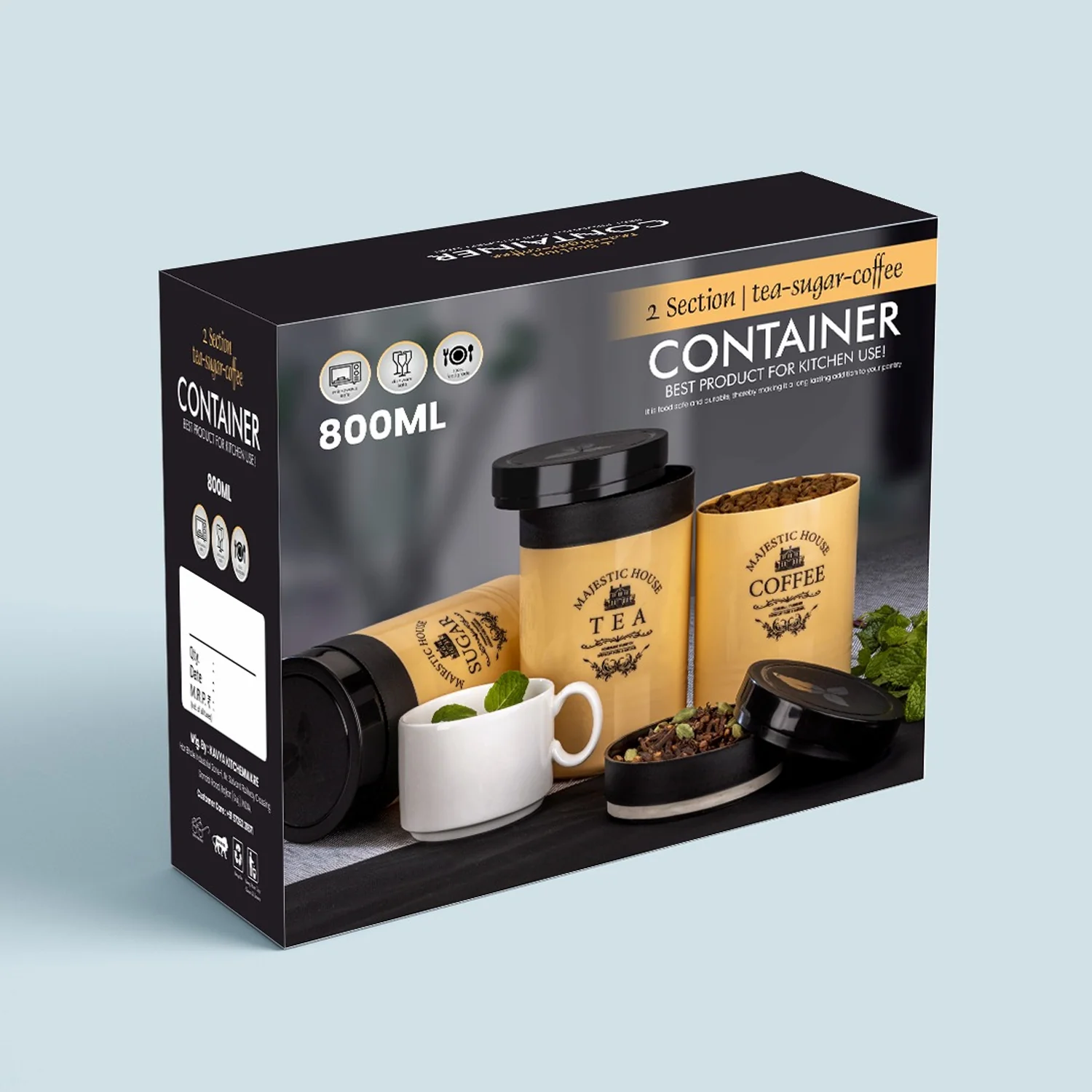 Airtight Containers – For Tea, Coffee, Sugar & More (3 Pcs Set) - Image 5