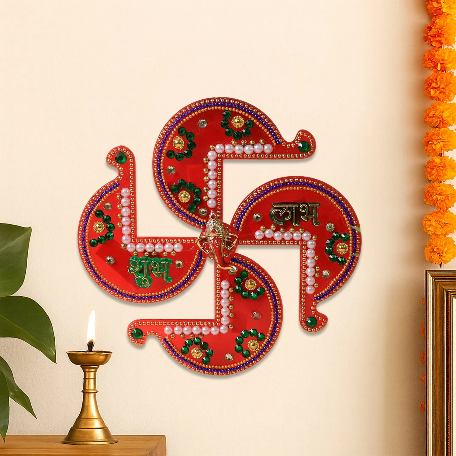 Acrylic Swastik Shubh Labh Wall Hanging  (1 Pc) - Image 3