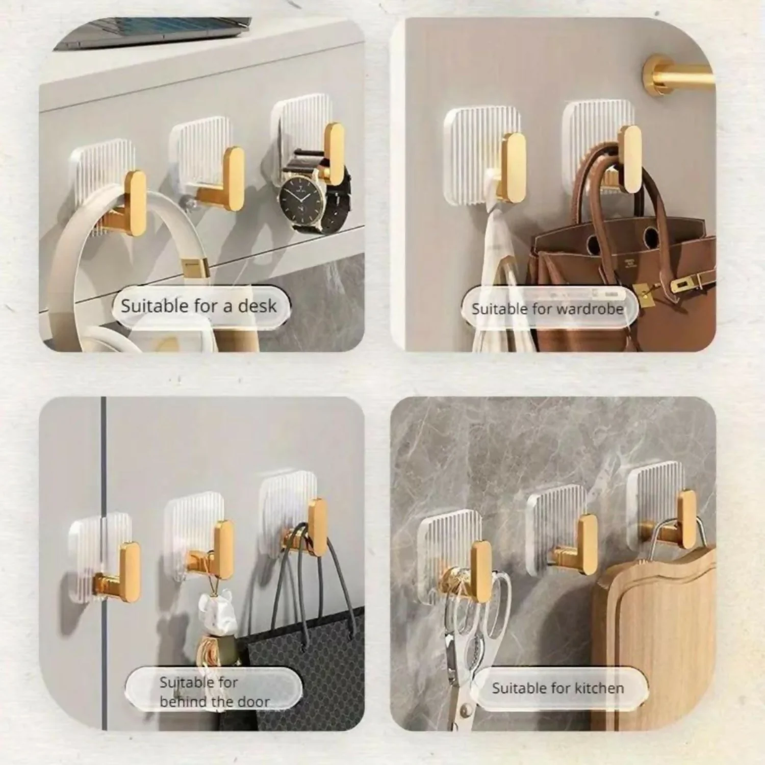 Adhesive Acrylic Towel Hooks pack of 4 - Image 4