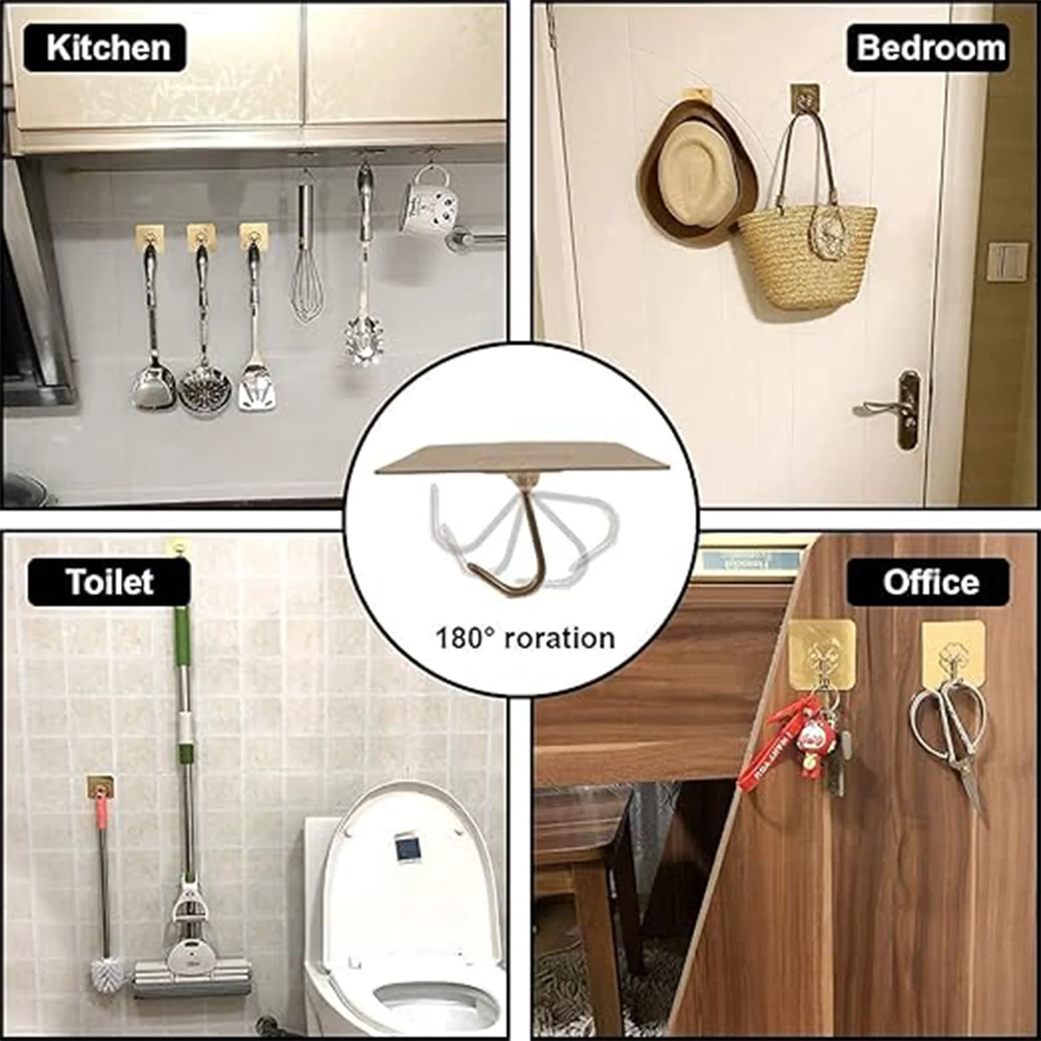 Adhesive Heavy-Duty Hooks for Kitchen and Bathroom (1 Pc / 6×6 Cm) - Image 5