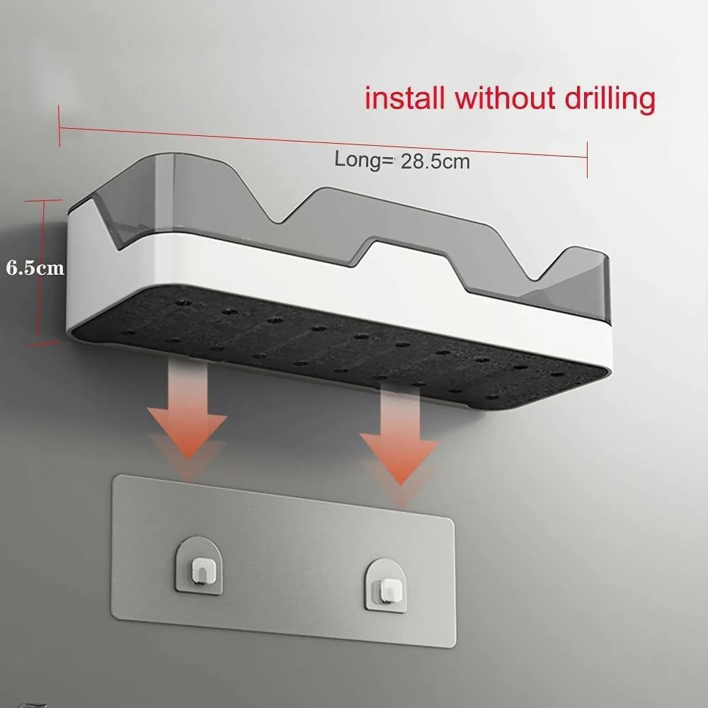 Adhesive Storage Rack, Wall Mounted Plastic Shelf Organizer for Bathroom (pack of 1) - Image 5