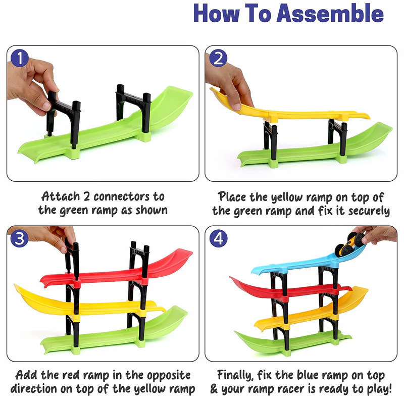 Aditi 4-Layer Ramp Racer Track Set with 2 Big-Wheel Cars & Connectors – Sturdy ABS Track Toy for Kids - Image 4