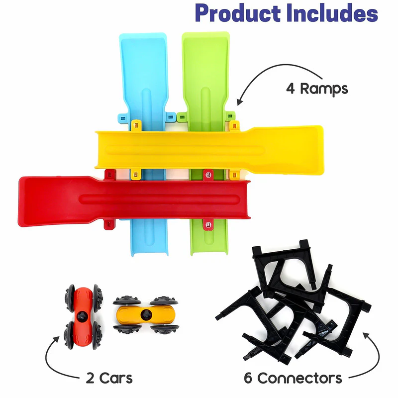 Aditi 4-Layer Ramp Racer Track Set with 2 Big-Wheel Cars & Connectors – Sturdy ABS Track Toy for Kids - Image 6