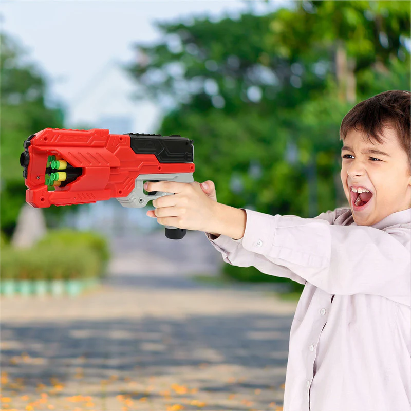 Aditi 6-Dart Slam-Fire Toy Gun Kids with Rotating Drum & Long-Range Shooting Power - Image 2