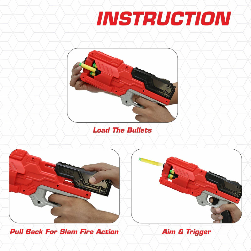 Aditi 6-Dart Slam-Fire Toy Gun Kids with Rotating Drum & Long-Range Shooting Power - Image 3