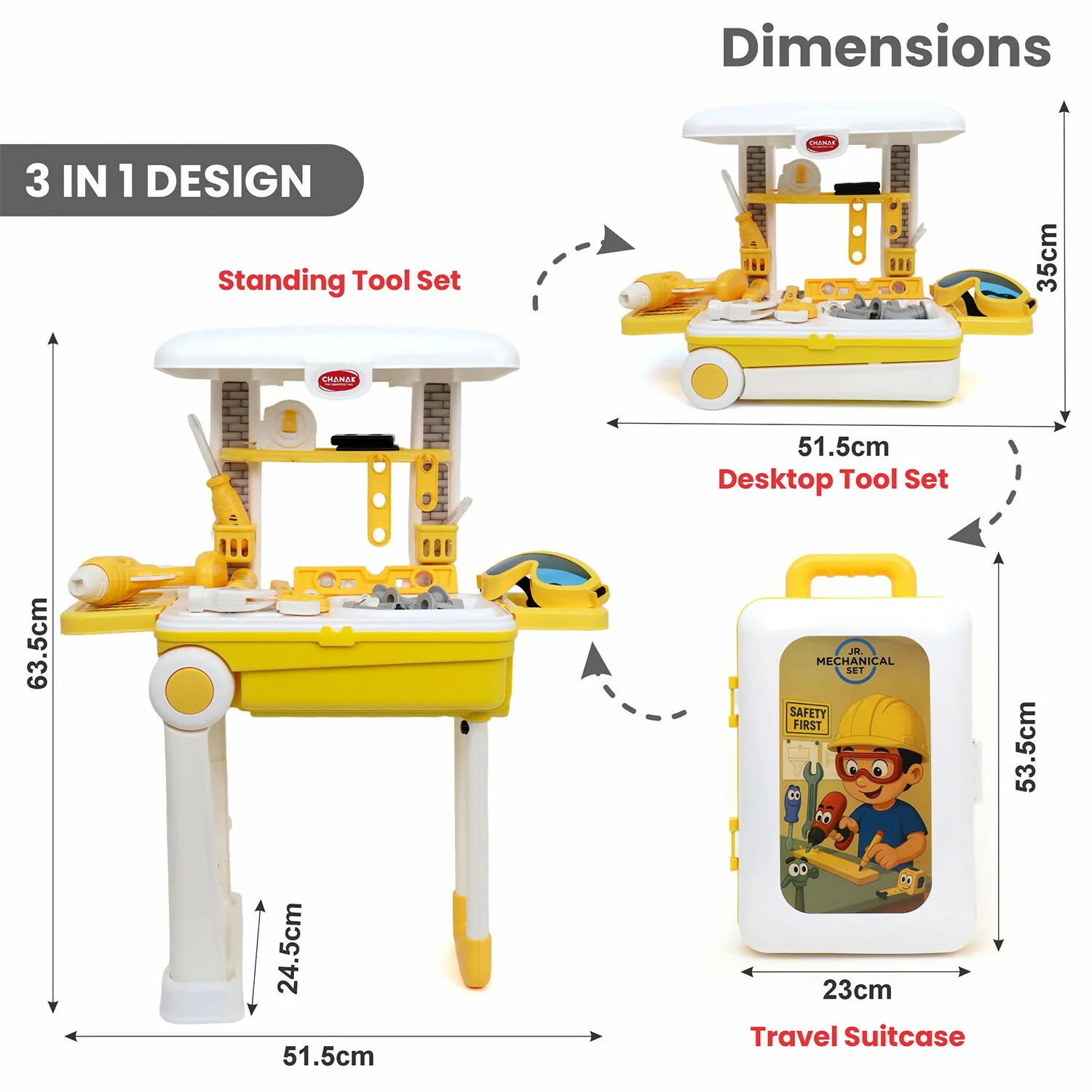 Aditi Big Plastic Luxury Tool Trolley Kit Toy with Briefcase and Accessories for Kids - Image 6