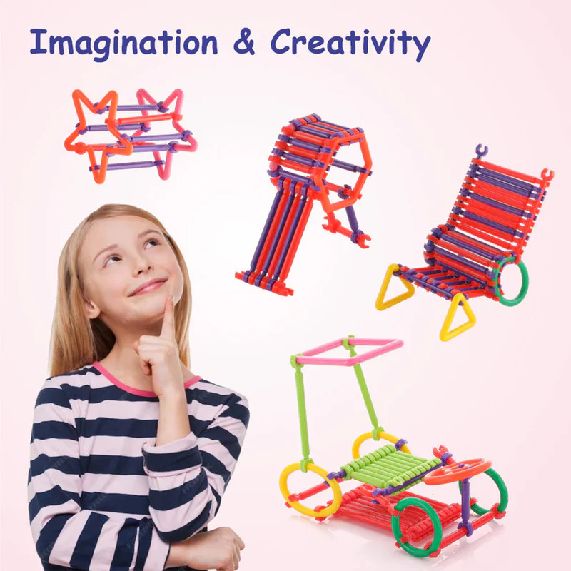 Aditi Creative Stick Building Set for Kids with Colorful Shapes & Connectors Kit - Image 7