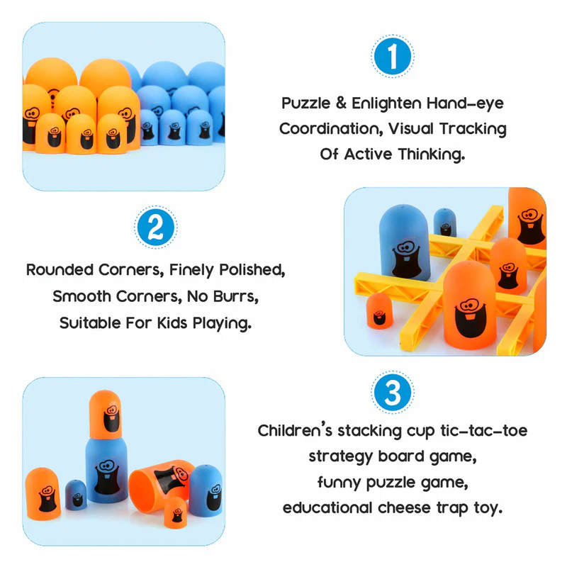 Aditi Gobble Tic-Tac-Toe Strategy Game | Stacking Puzzle Board Game for Kids - Image 4