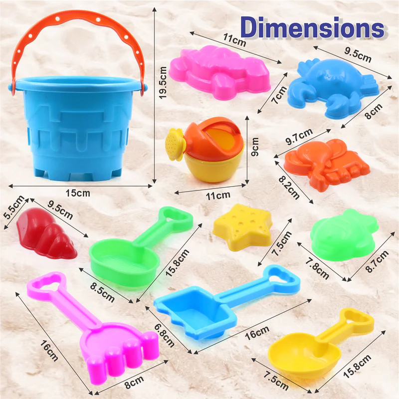 Aditi Kids Beach Sand Toy Set Bucket, Shovels and Moulds | Safe ABS Plastic Play Set - Image 3