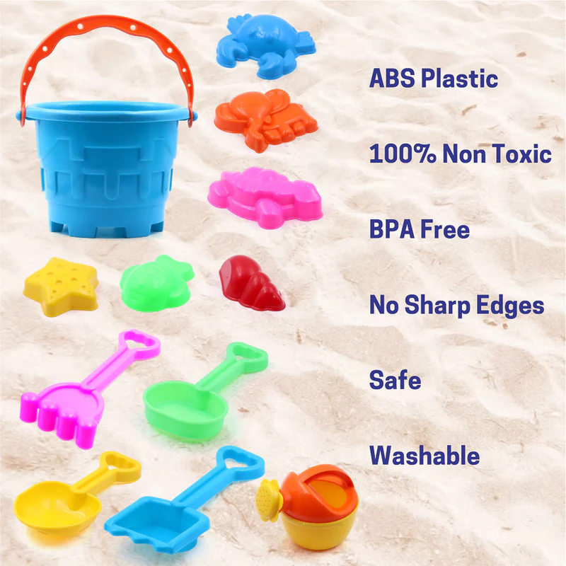 Aditi Kids Beach Sand Toy Set Bucket, Shovels and Moulds | Safe ABS Plastic Play Set - Image 5