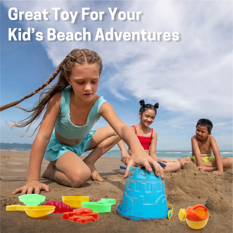 Aditi Kids Beach Sand Toy Set Bucket, Shovels and Moulds | Safe ABS Plastic Play Set - Image 6