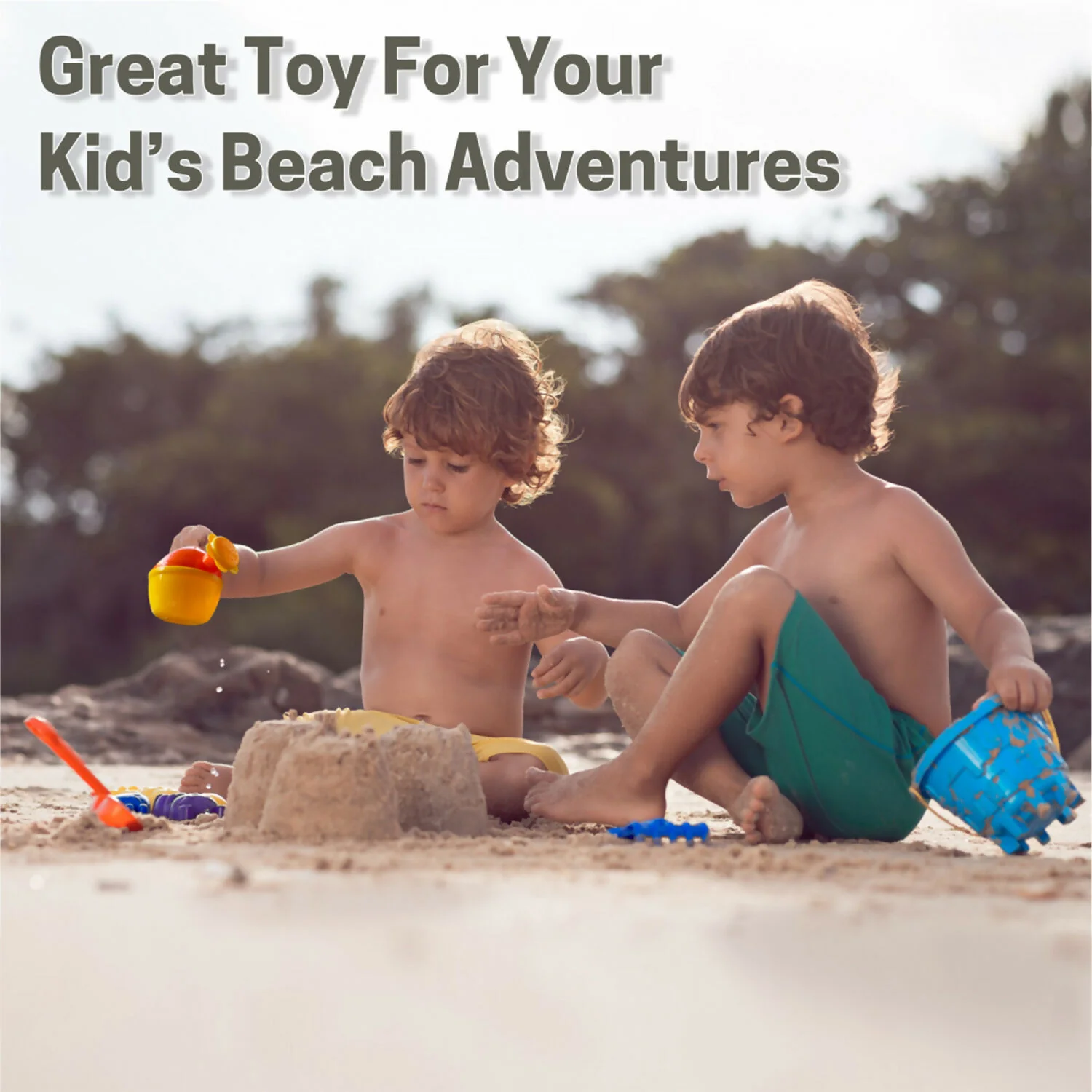 Aditi Kids Beach Sand Toy Set with Bucket, Shovels and Moulds, Safe ABS Plastic Play Set 6PC - Image 7