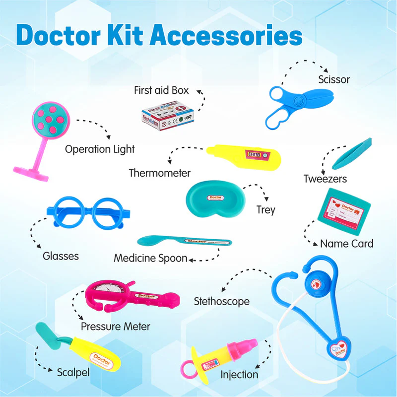 Aditi Kids Doctor Play Kit with Carry Case | 15+ Medical Tools for Pretend Play - Image 3