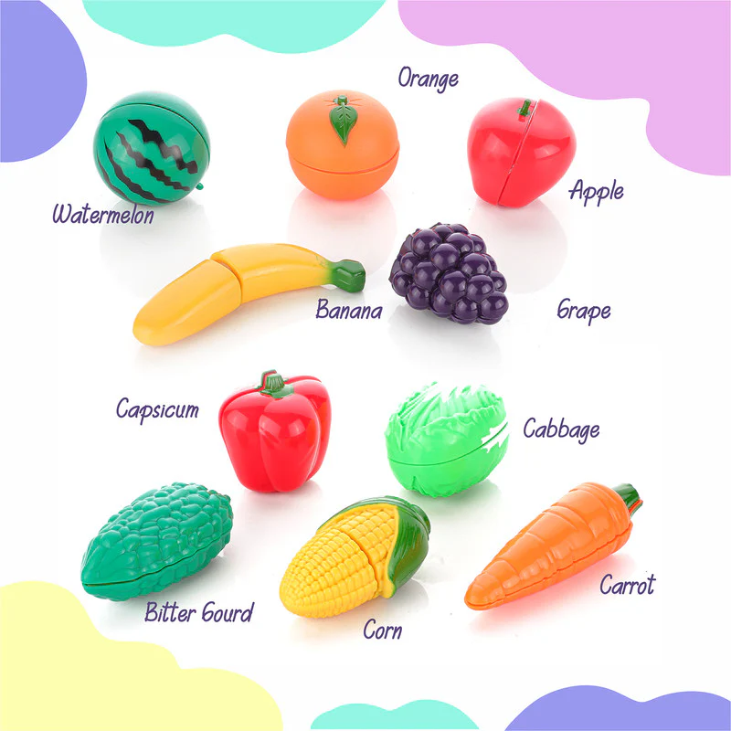 Aditi Kids Fruit & Vegetable Cutting Toy Basket Set | Velcro Cutting Play Food Set - Image 3