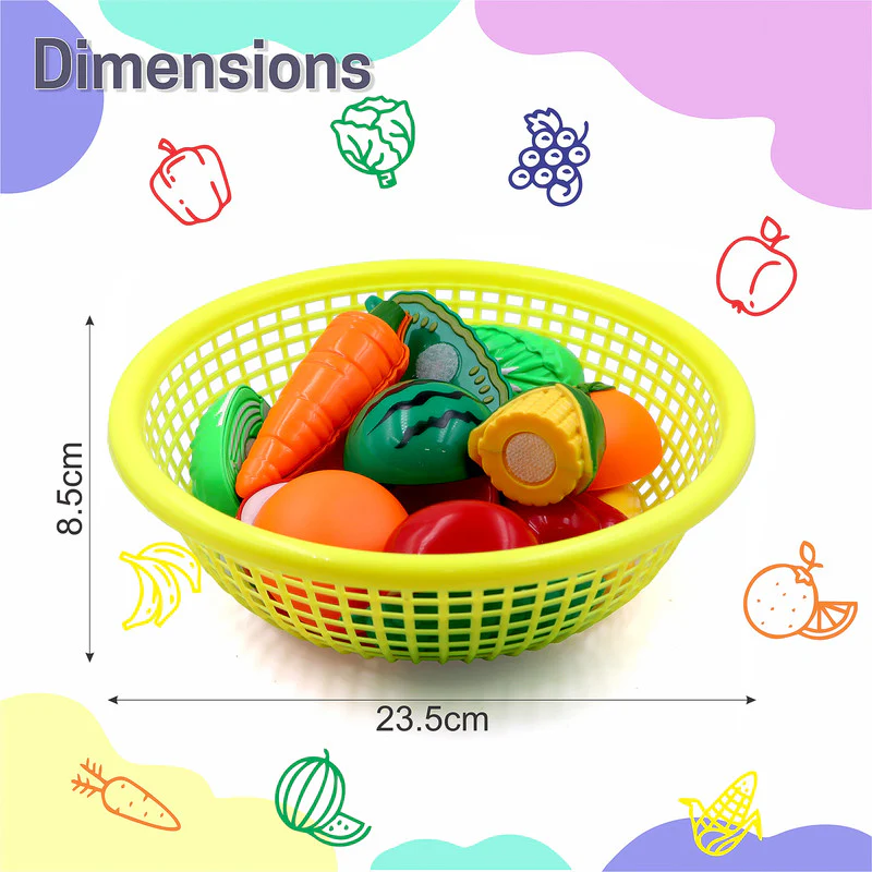 Aditi Kids Fruit & Vegetable Cutting Toy Basket Set | Velcro Cutting Play Food Set - Image 5