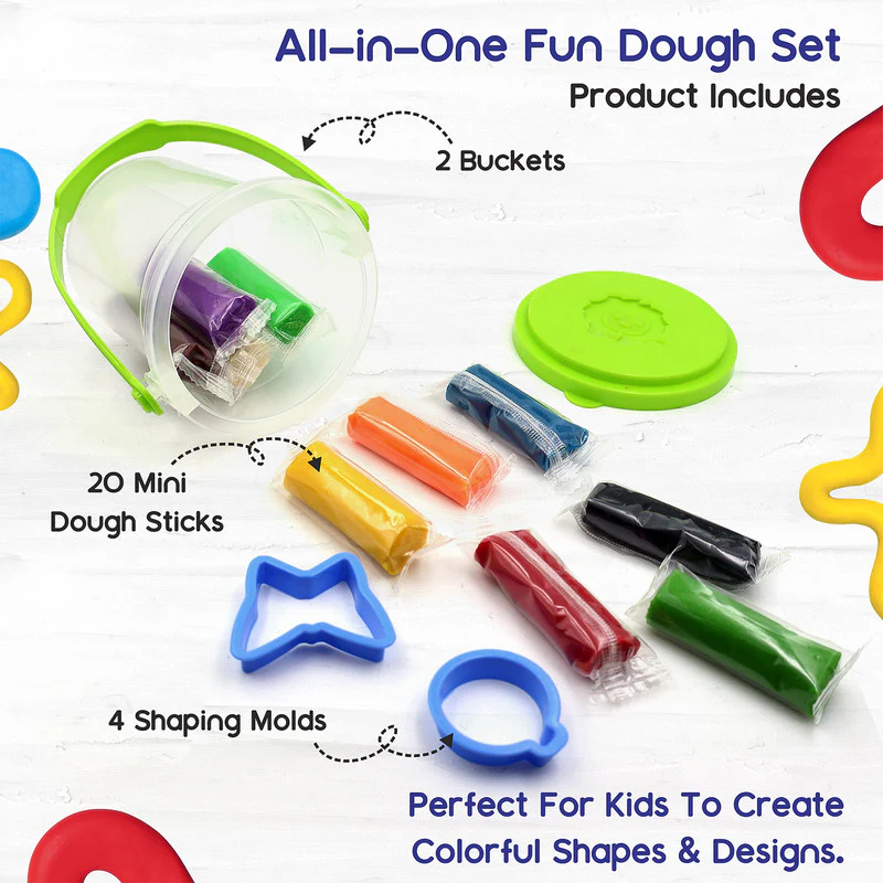 Aditi Kids Fun Dough Set with 20 Soft Dough Sticks and Shape Molds - Image 6