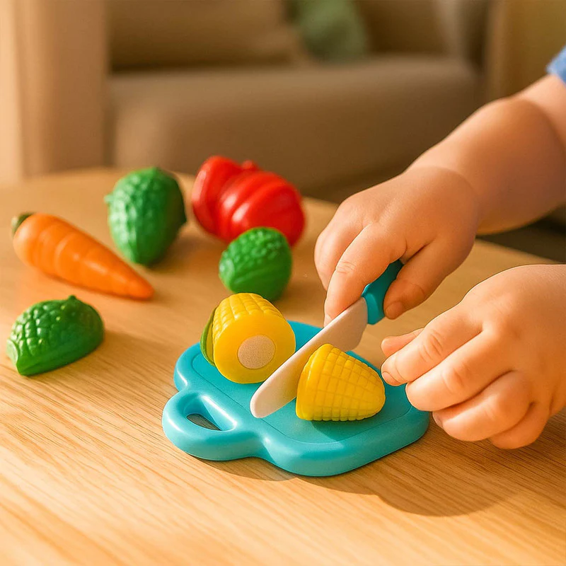 Aditi Kids Mini Vegetable Cutting Play Set with Knife & Board - Image 2