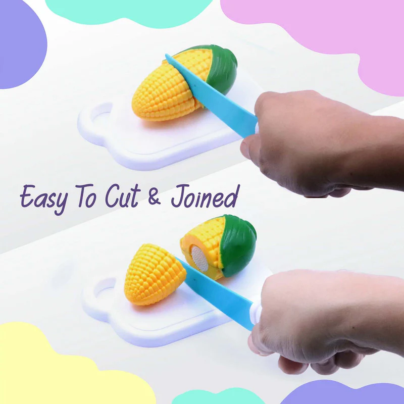 Aditi Kids Mini Vegetable Cutting Play Set with Knife & Board - Image 3