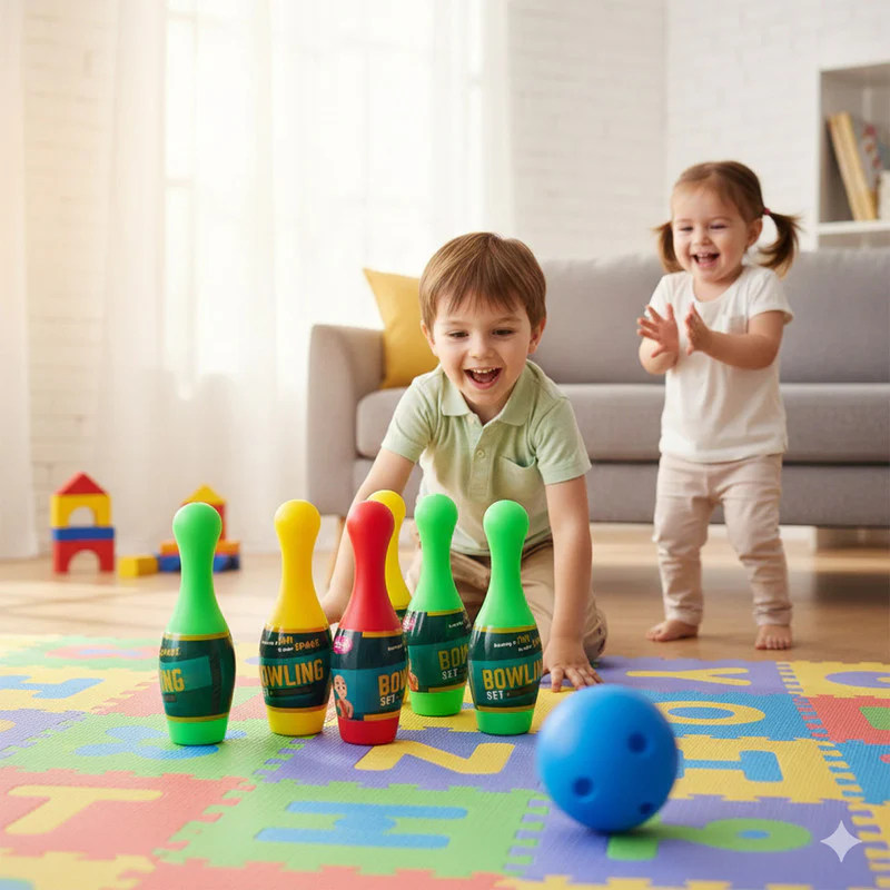 Aditi Kids Plastic Bowling Play Set with Pins & Balls – Indoor Fun Toy for Children - Image 2