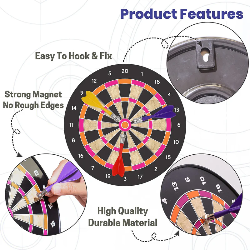Aditi Magnetic Dart Board Game | Safe Indoor Dart Set with 6 Magnetic Darts - Image 6