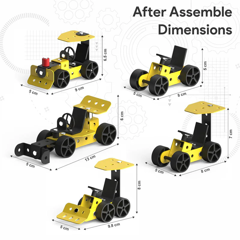 Aditi MechaTrix 23-Piece DIY STEM Building Kit – 5 Model Vehicle Construction Set - Image 2
