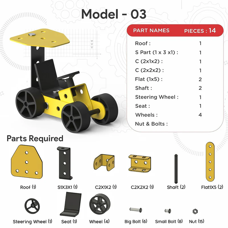 Aditi MechaTrix 23-Piece DIY STEM Building Kit – 5 Model Vehicle Construction Set - Image 5