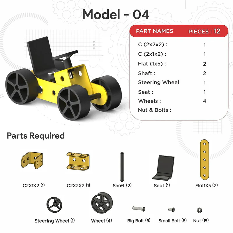 Aditi MechaTrix 23-Piece DIY STEM Building Kit – 5 Model Vehicle Construction Set - Image 7