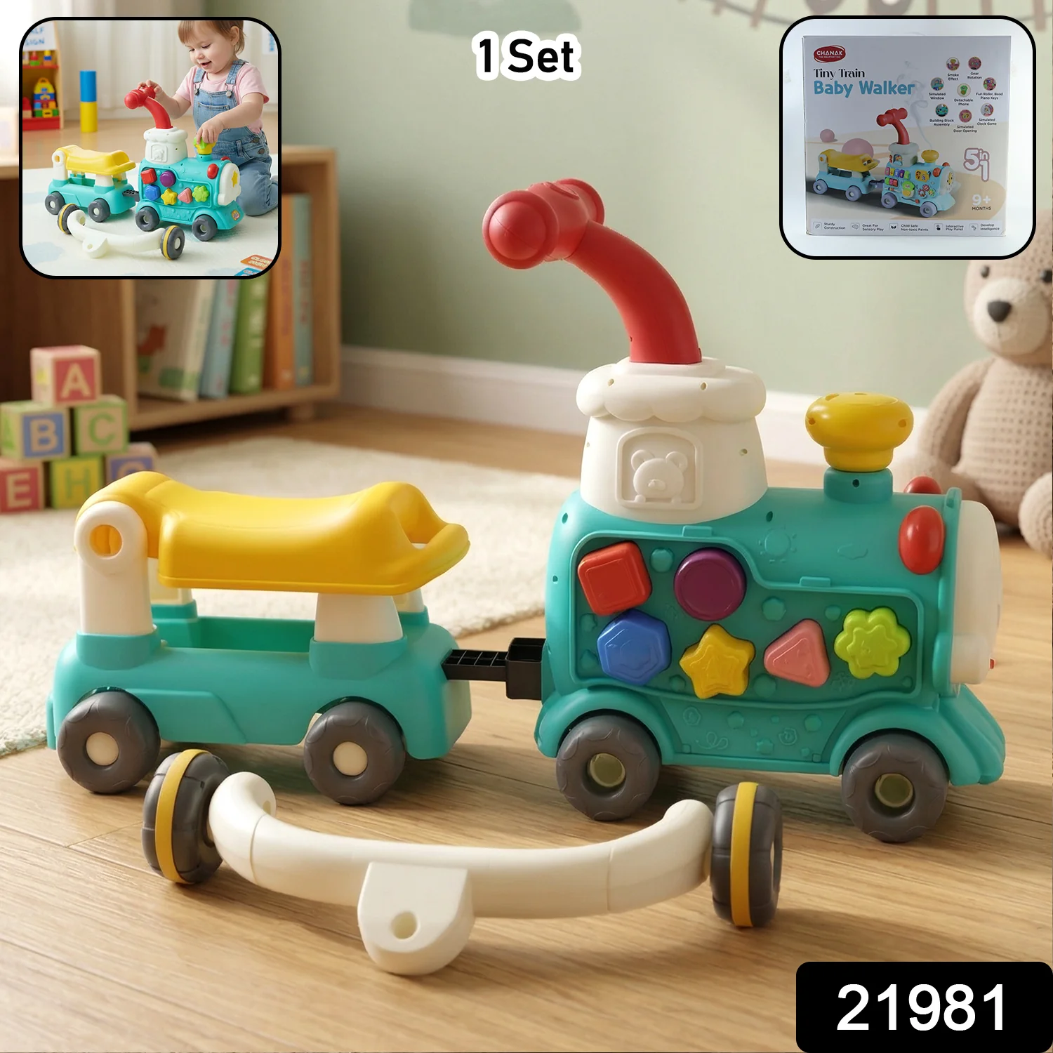 Aditi Tiny Train Baby Walker Ride-On Toy with Push Handle (1 Set) - Image 2