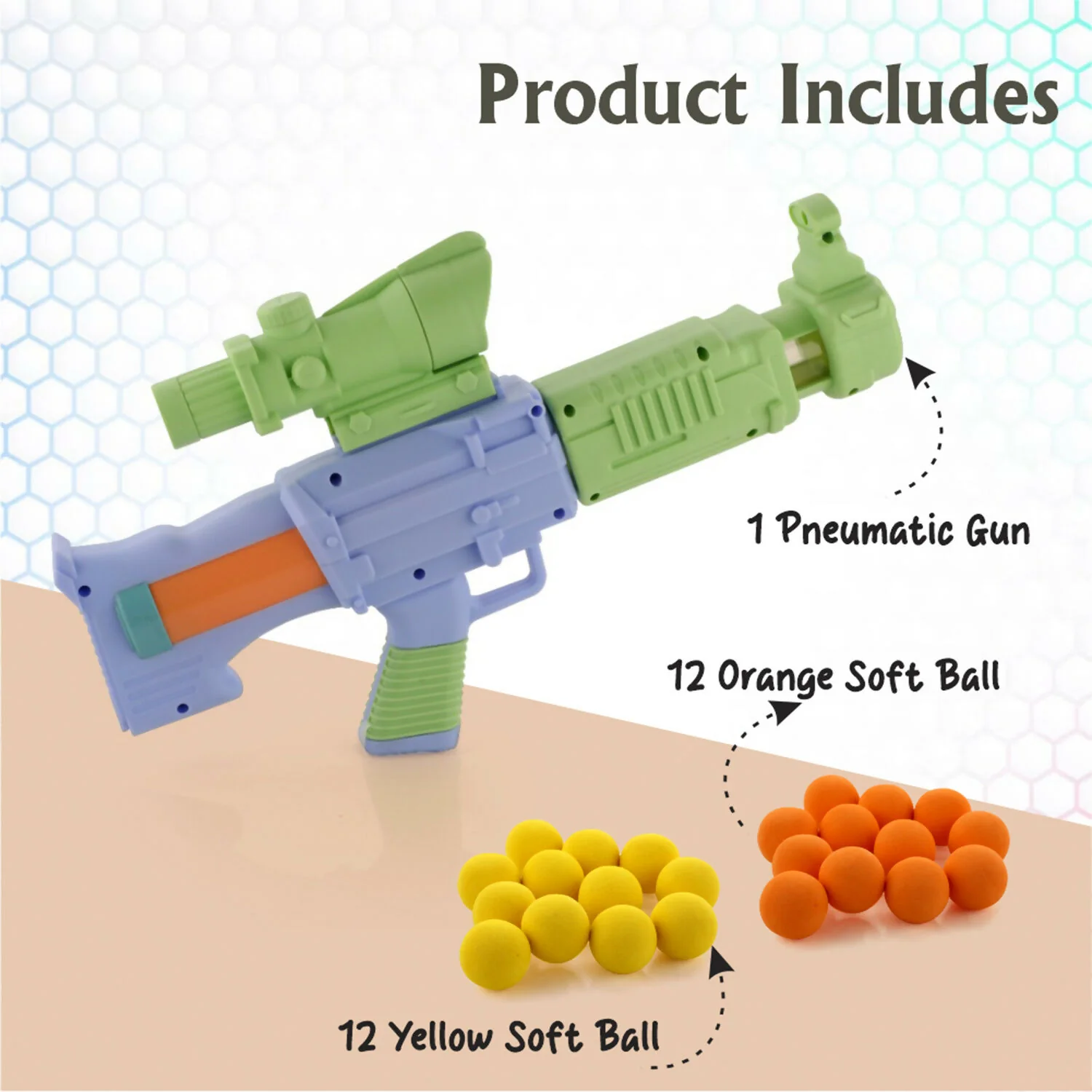 Aditi Toys Space Explorer Pneumatic Gun Include 12 Orange & 12 Yellow Soft Foam Ball - Image 6