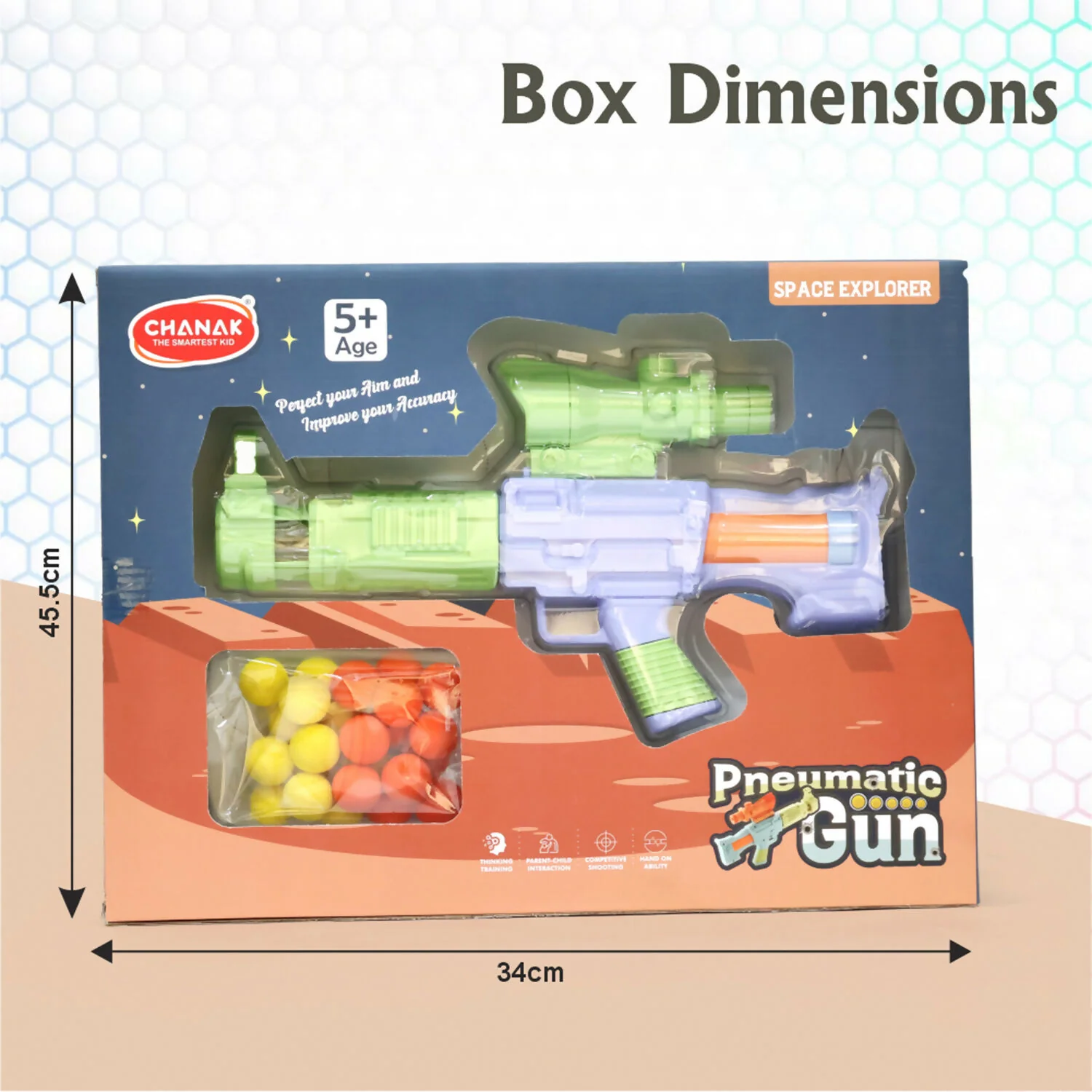 Aditi Toys Space Explorer Pneumatic Gun Include 12 Orange & 12 Yellow Soft Foam Ball - Image 7