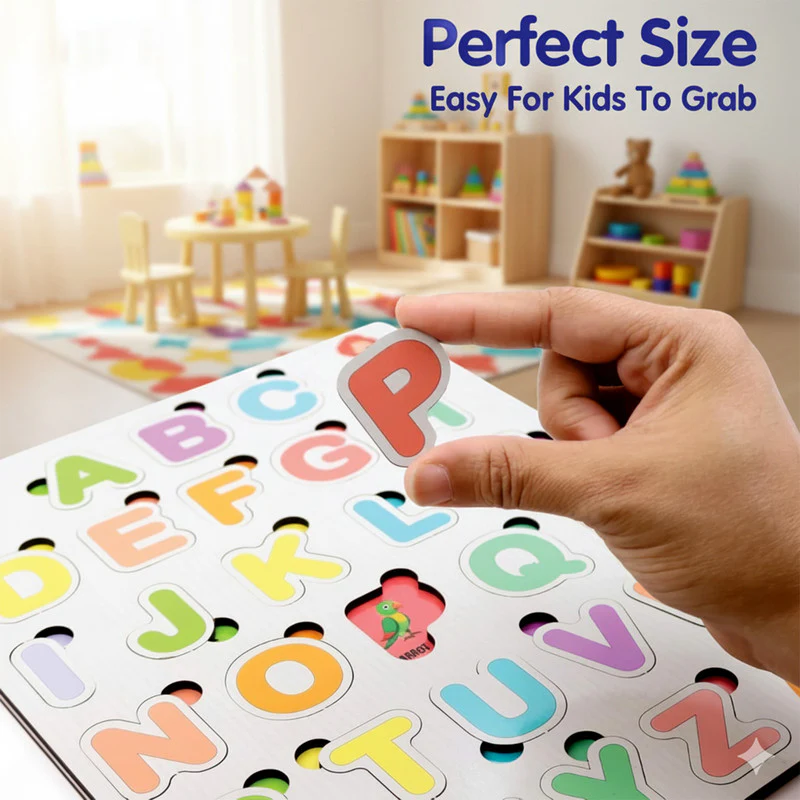 Aditi Wooden Alphabet Puzzle Board – Colorful A–Z Learning Toy for Kids - Image 3
