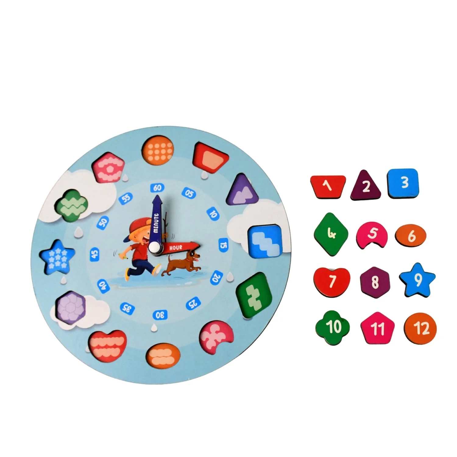 Aditi Wooden Educational Learning Clock Toy with Movable Hands - Image 5