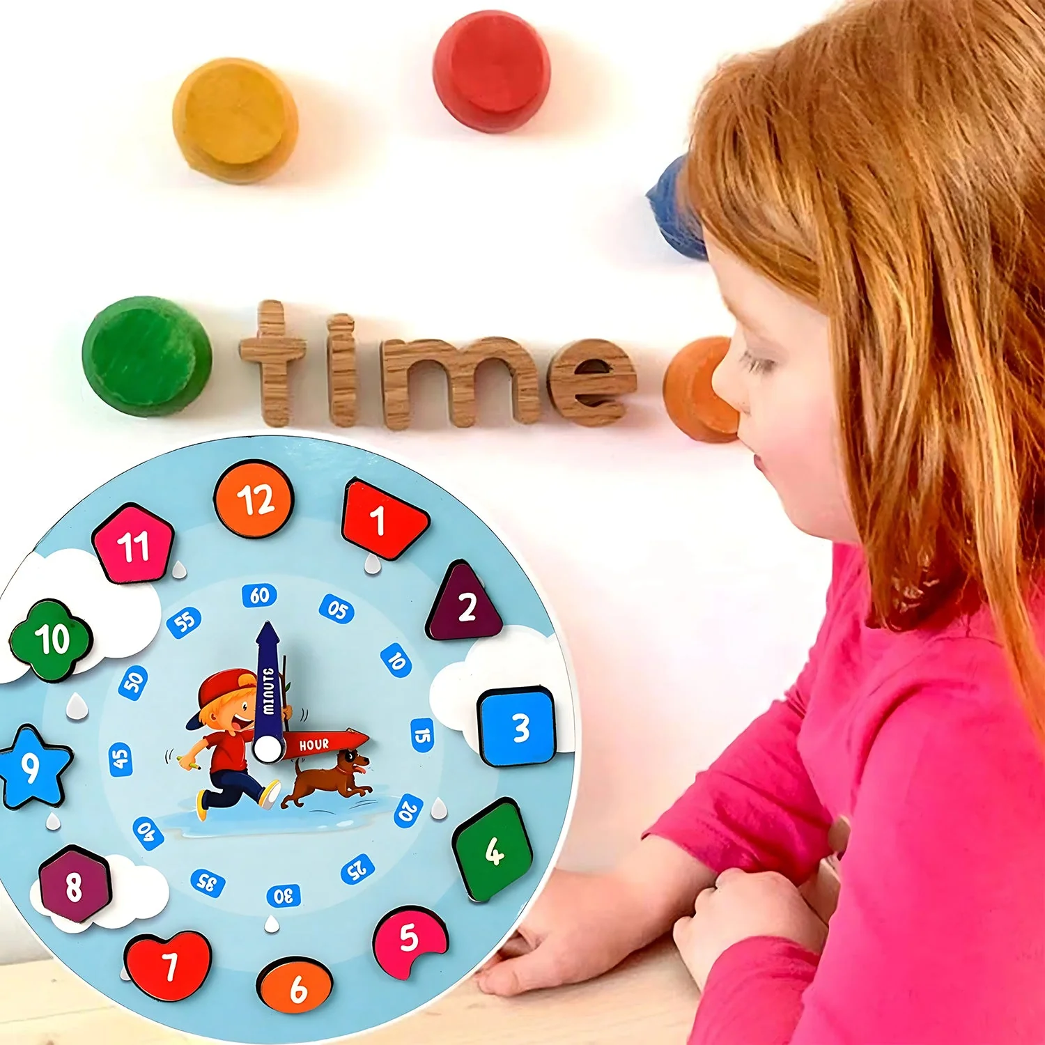 Aditi Wooden Educational Learning Clock Toy with Movable Hands - Image 7