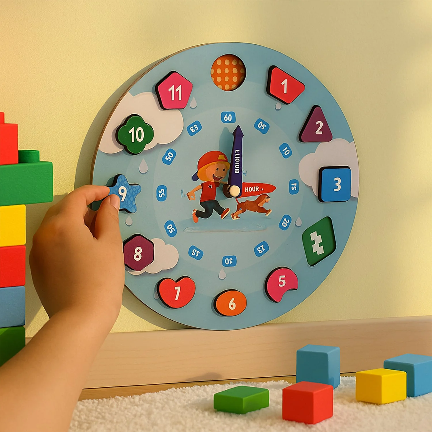 Aditi Wooden Educational Learning Clock Toy with Movable Hands - Image 8