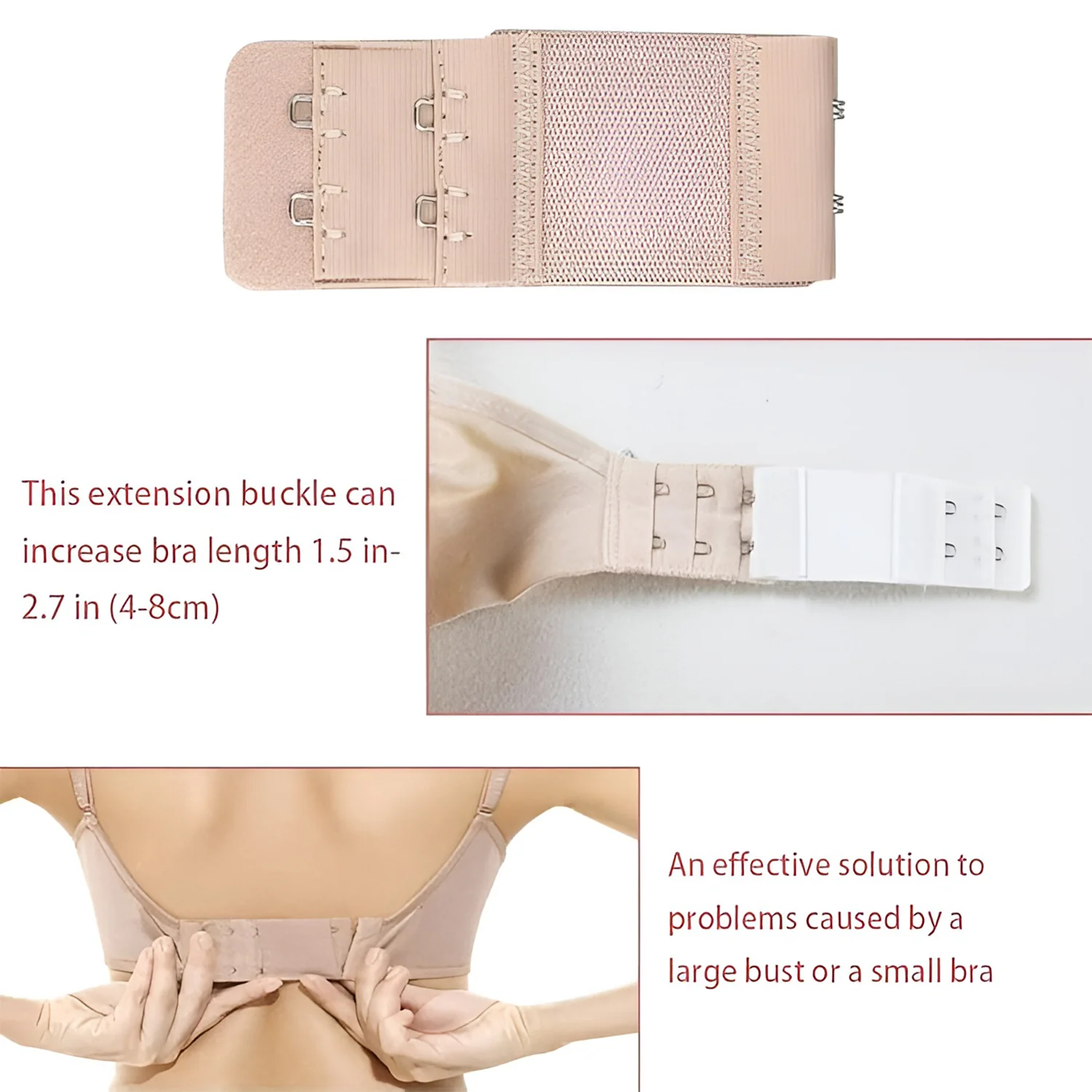 Adjustable 3-Piece Bra Extender Set with 2-Hook - Image 6